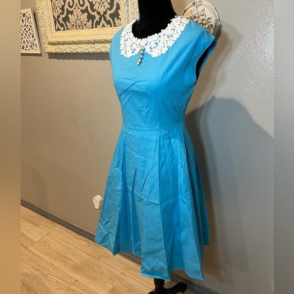1950’s 1960’s style aqua blue dress - Picture 4 of 11